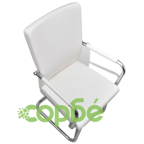 Конзолни трапезни столове, 2 бр, бели, изкуствена кожа ➤ топ цена ➤ sorbe.bg