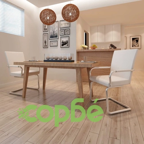 Конзолни трапезни столове, 2 бр, бели, изкуствена кожа ➤ топ цена ➤ sorbe.bg