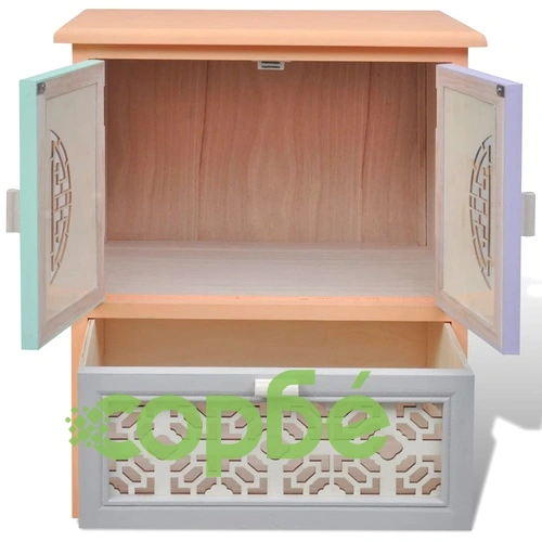 Дървен шкаф с 1 чекмедже и 2 врати, изкусна дърворезба ➤ топ цена ➤ sorbe.bg