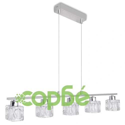 LED полилей 80 см със стъклени абажури, топло бяла светлина, 5 x 3 W ➤ топ цена ➤ sorbe.bg