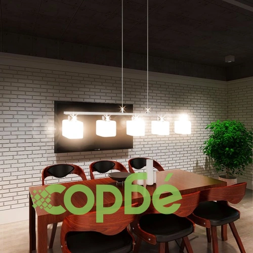 LED полилей 80 см със стъклени абажури, топло бяла светлина, 5 x 3 W ➤ топ цена ➤ sorbe.bg