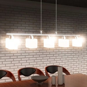 LED полилей 80 см със стъклени абажури, топло бяла светлина, 5 x 3 W