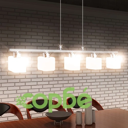 LED полилей 80 см със стъклени абажури, топло бяла светлина, 5 x 3 W ➤ топ цена ➤ sorbe.bg