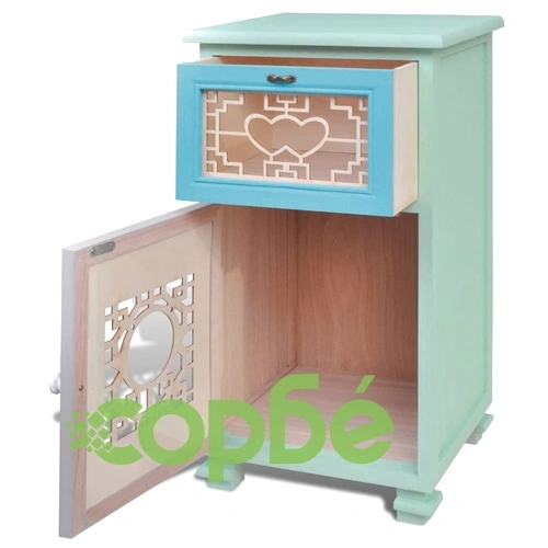 Дървен шкаф с 1 чекмедже и 1 врата, изкусна дърворезба ➤ топ цена ➤ sorbe.bg