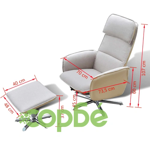 ТВ реклайнер с табуретка за крака, кремав, текстил ➤ топ цена ➤ sorbe.bg