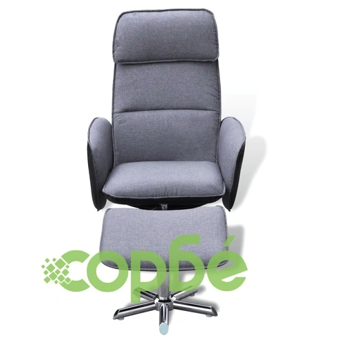 ТВ реклайнер с табуретка за крака, сив, текстил ➤ топ цена ➤ sorbe.bg