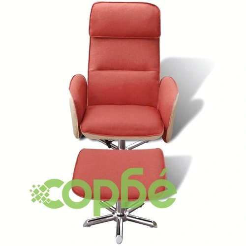 ТВ фотьойл с табуретка за крака, оранжев, текстил ➤ топ цена ➤ sorbe.bg