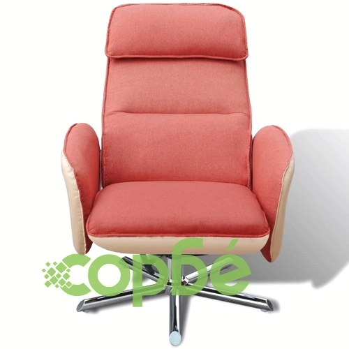 ТВ фотьойл с табуретка за крака, оранжев, текстил ➤ топ цена ➤ sorbe.bg