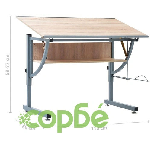 Тийнейджърска чертожна маса, дъб, 110x60x87 см, МДФ ➤ топ цена ➤ sorbe.bg