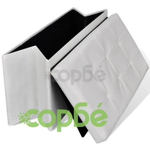 Сгъваема пейка с място за съхранение, бяла ➤ топ цена ➤ sorbe.bg