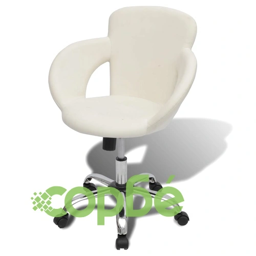 Професионален стол за фризьорски салон, въртящ се, бял, с подлакътници ➤ топ цена ➤ sorbe.bg