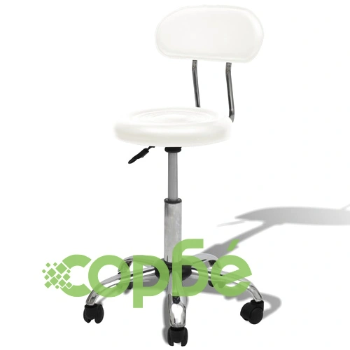 Професионален стол с облегалка и кръгла седалка, бял ➤ топ цена ➤ sorbe.bg