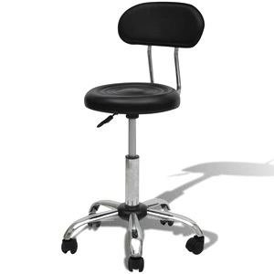 Професионален стол с облегалка и кръгла седалка, черен