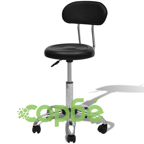 Професионален стол с облегалка и кръгла седалка, черен ➤ топ цена ➤ sorbe.bg