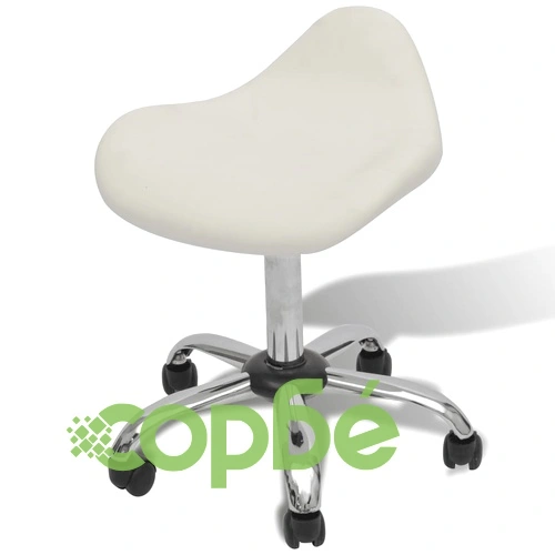 Професионален стол за фризьорски салон, бял, въртящ се, заоблен дизайн ➤ топ цена ➤ sorbe.bg