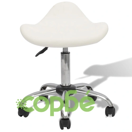 Професионален стол за фризьорски салон, бял, въртящ се, заоблен дизайн ➤ топ цена ➤ sorbe.bg