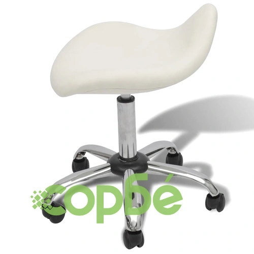 Професионален стол за фризьорски салон, бял, въртящ се, заоблен дизайн ➤ топ цена ➤ sorbe.bg