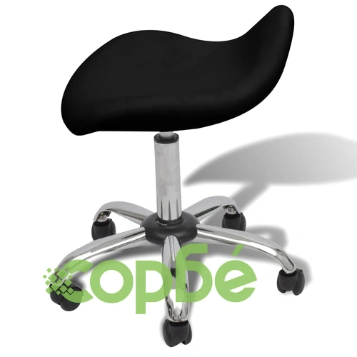 Професионален въртящ се черен фризьорски стол със заоблен дизайн ➤ топ цена ➤ sorbe.bg