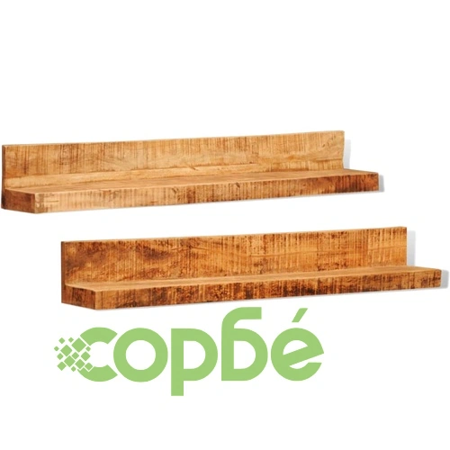 Полица за стена от солидно дърво - 2 броя ➤ топ цена ➤ sorbe.bg