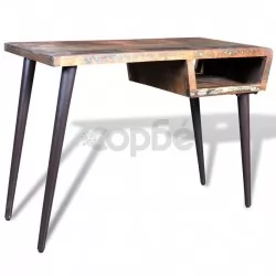 Регенерирано дървено бюро с железни крака