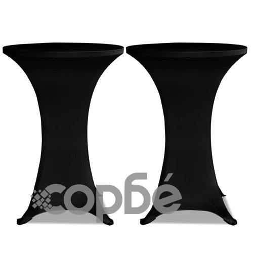 Еластични покривки за бар маси, диаметър 80 см, черни - 2 броя ➤ топ цена ➤ sorbe.bg