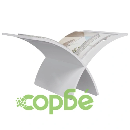 Дървена поставка за списания, подова, бяла ➤ топ цена ➤ sorbe.bg