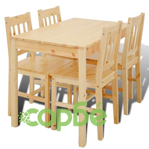 Дървена маса за хранене с 4 стола от натурално дърво ➤ топ цена ➤ sorbe.bg