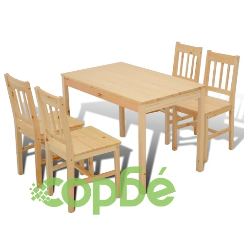 Дървена маса за хранене с 4 стола от натурално дърво ➤ топ цена ➤ sorbe.bg