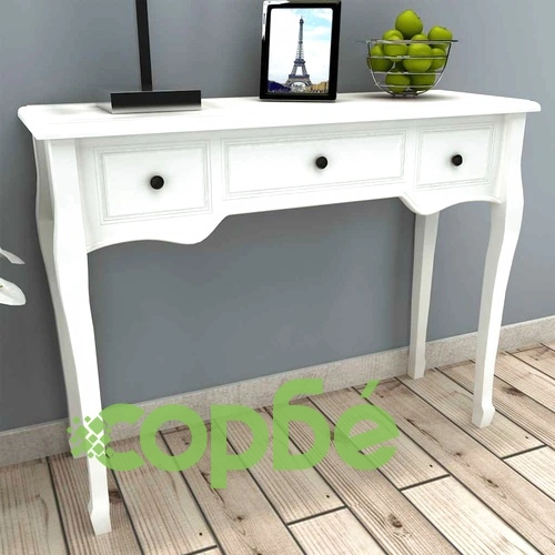Конзолна маса с 3 чекмеджета, бяла ➤ топ цена ➤ sorbe.bg