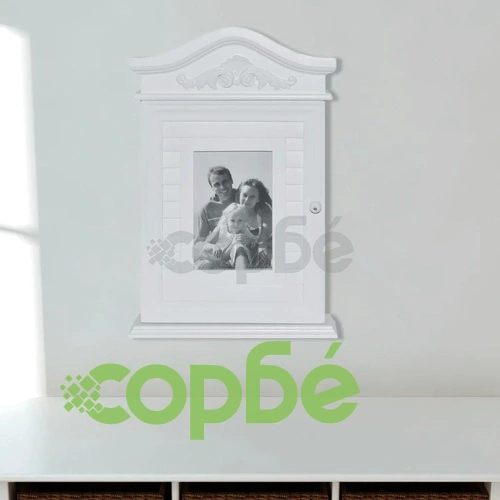 Шкаф за ключове с фоторамка, бял  ➤ топ цена ➤ sorbe.bg