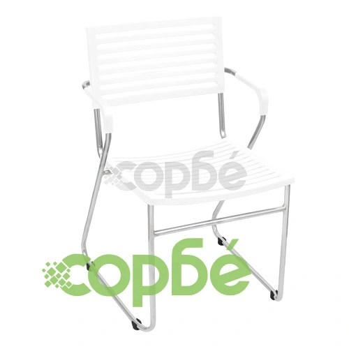 Стифиращи трапезни столове, 2 бр, бели, пластмаса ➤ топ цена ➤ sorbe.bg