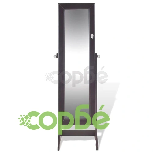 Кафяв шкаф за бижута с огледало ➤ топ цена ➤ sorbe.bg