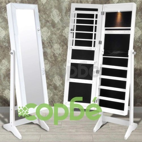 Шкаф-огледало за съхранение на бижута, с LED лампи вътре ➤ топ цена ➤ sorbe.bg