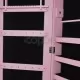 Розов шкаф за бижута с огледало и светодиодни светлини