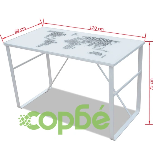 Правоъгълно бюро за дома и офиса с креативна карта на работния плот ➤ топ цена ➤ sorbe.bg