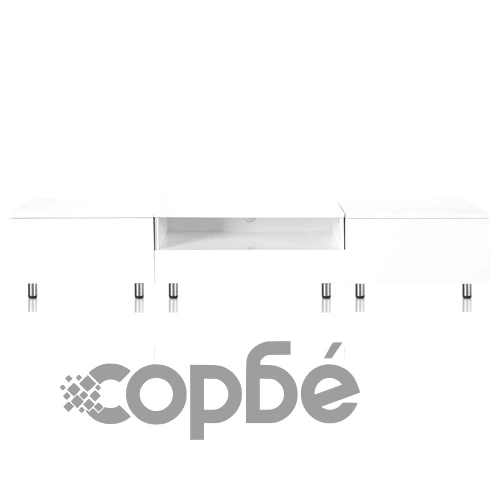 Бяла гланцирана стойка с LED 200 см за телевизор с плосък екран ➤ топ цена ➤ sorbe.bg