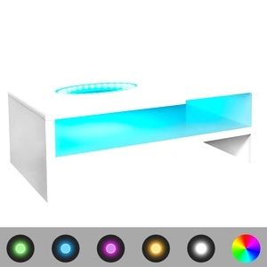 Маса за кафе с LED, силен гланц, бяла 