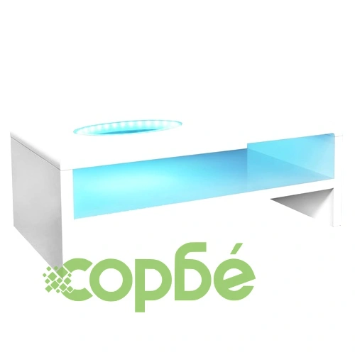 Маса за кафе с LED, силен гланц, бяла  ➤ топ цена ➤ sorbe.bg
