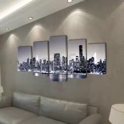 Декоративни панели за стена Ню Йорк в черно-бяло, 200 x 100 см
