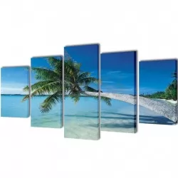 Декоративни панели за стена Плаж с палмово дърво, 200 x 100 см