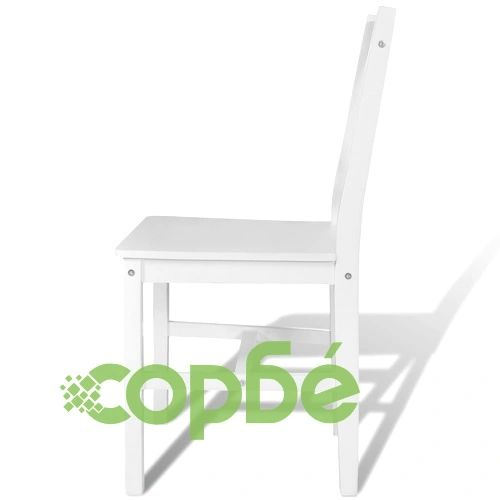 Трапезни столове, 2 бр, бели, борова дървесина ➤ топ цена ➤ sorbe.bg