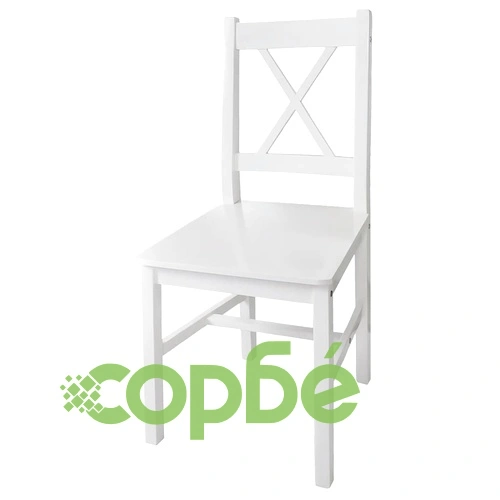 Трапезни столове, 4 бр, бели, борова дървесина ➤ топ цена ➤ sorbe.bg