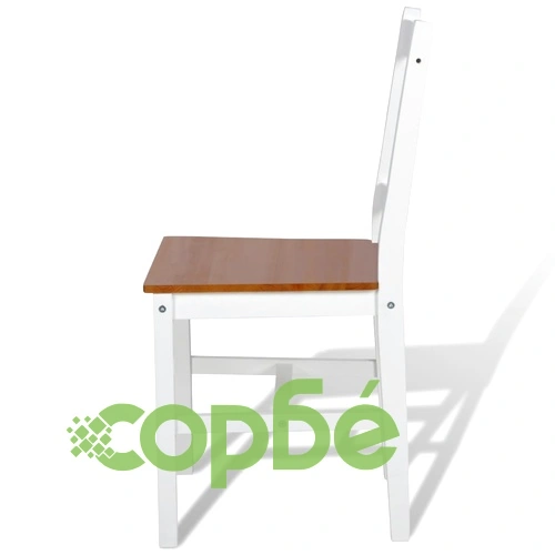 Трапезни столове, 2 бр, бели, борова дървесина ➤ топ цена ➤ sorbe.bg