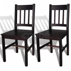 Трапезни столове, 2 бр, тъмнокафяви, борова дървесина