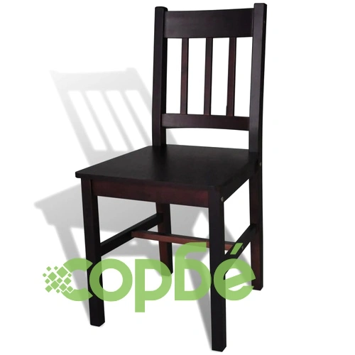 Трапезни столове, 4 бр, тъмнокафяви, борова дървесина ➤ топ цена ➤ sorbe.bg