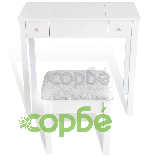 Бяла тоалетка с табуретка и 1 прибиращо се огледало  ➤ топ цена ➤ sorbe.bg