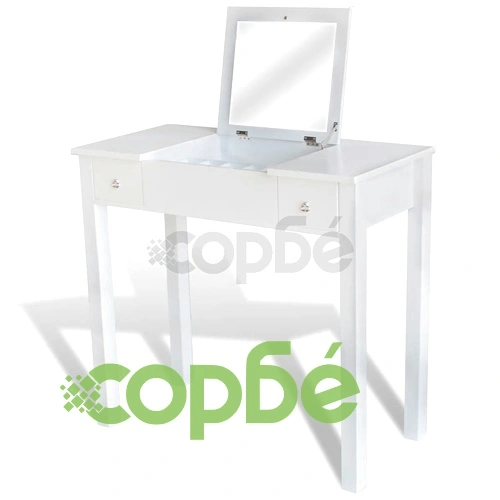 Бяла тоалетка с табуретка и 1 прибиращо се огледало  ➤ топ цена ➤ sorbe.bg
