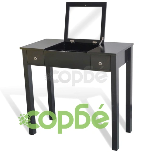 Черна тоалетка с табуретка и 1 прибиращо се огледало  ➤ топ цена ➤ sorbe.bg