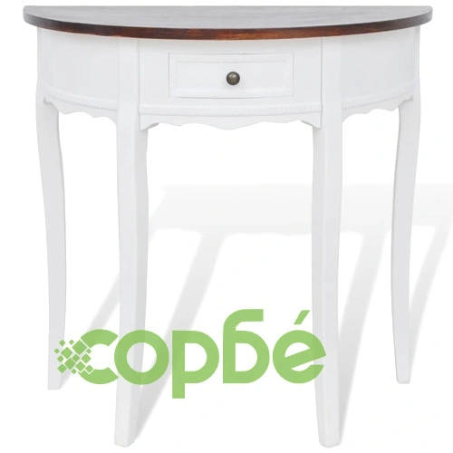 Конзолна маса с чекмедже и кафяв плот, полукръгла  ➤ топ цена ➤ sorbe.bg