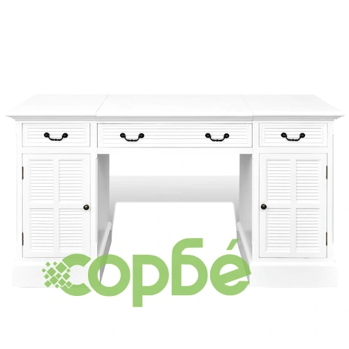Бяло елегантно бюро с шкафове и чекмеджета ➤ топ цена ➤ sorbe.bg